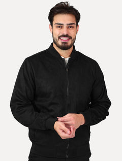 Jaqueta King & Joe Masculina Suede Bomber Preta
