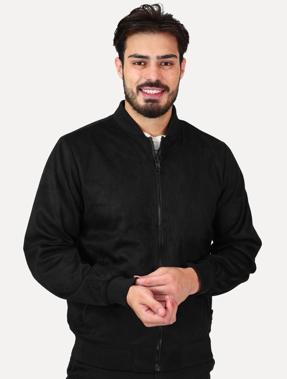 Jaqueta King & Joe Masculina Suede Bomber Preta