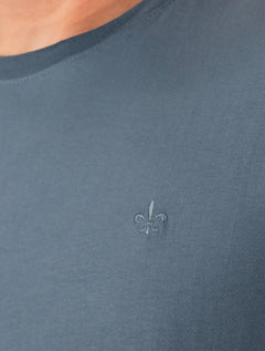 Camiseta Dudalina Masculina Essentials Modal Logo Azul Médio