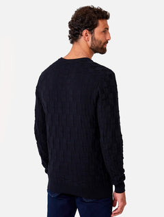 Tricot Dudalina Masculino Textura Quadrile Preto