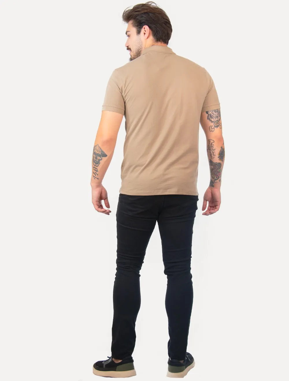 Polo Aramis Masculina Piquet Ziper All Khaki Cáqui