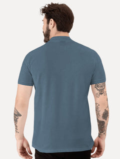 Polo Aramis Masculina Cotton Piquet Basic Mono Logo Azul Médio