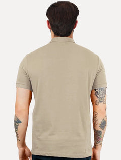 Polo Aramis Masculina Regular Basic Piquet Mono Logo Caqui Escuro