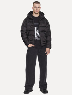 Jaqueta Calvin Klein Jeans Masculina Padded Hoodie Preta
