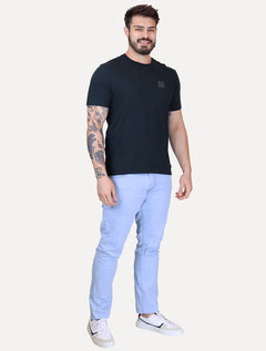 Camiseta Calvin Klein Jeans Masculina Egyptian Cotton CK Rubber Badge Azul Marinho