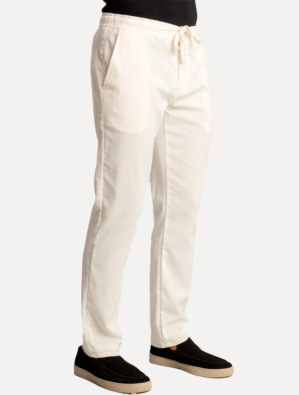 Calça Sergio K Masculina Linho Elastico Off-White