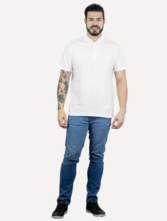 Polo John John Masculina Light Button Transfer Branca