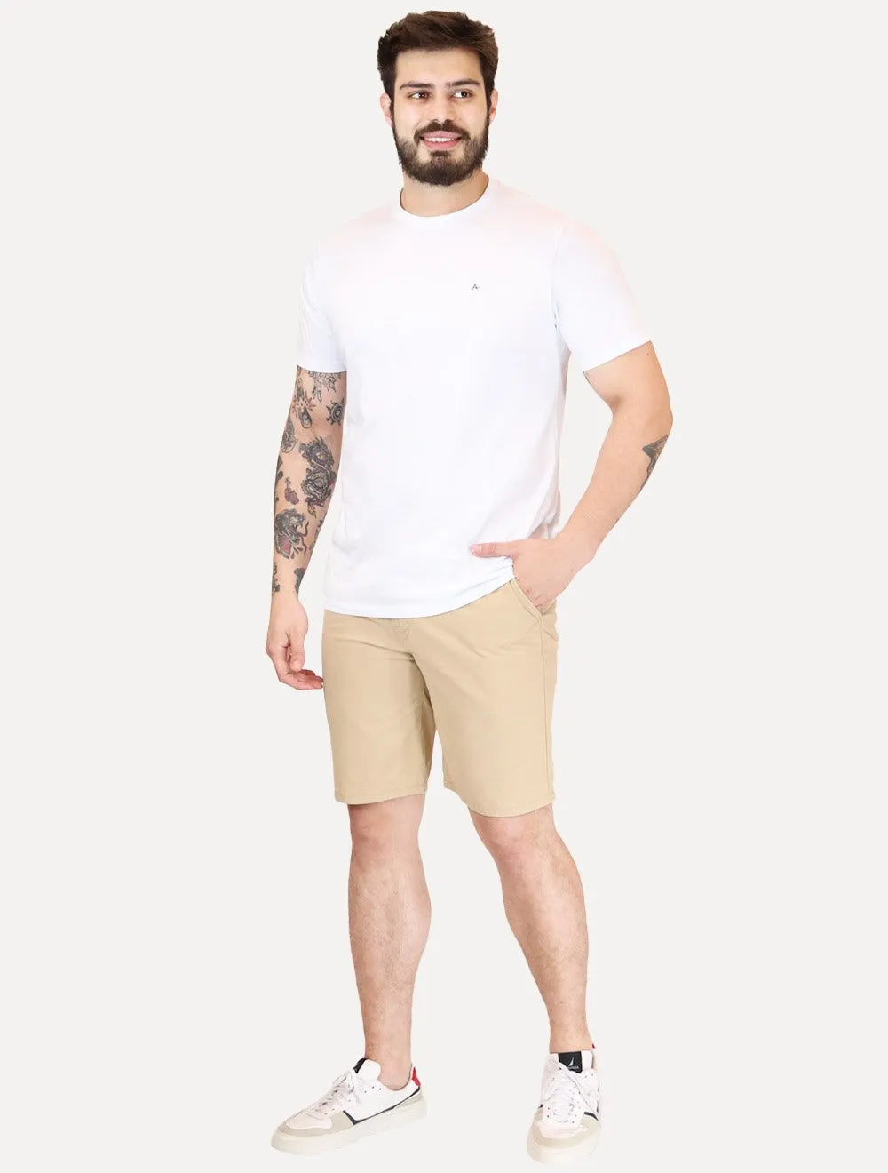 Bermuda Levis Masculina Sarja Chino Straight Cáqui Claro