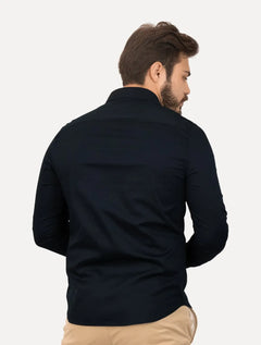 Camisa Calvin Klein Masculina Slim Essential Basic Logo Azul Marinho
