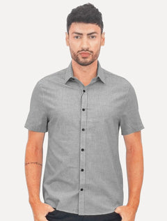 Camisa Calvin Klein Jeans Masculina Manga Curta Tela Algodão Cinza Mescla