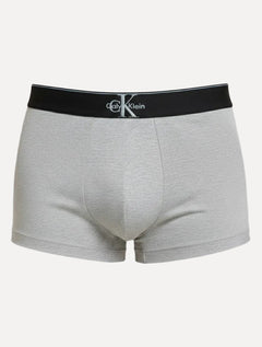 Cueca Calvin Klein Low Rise Trunk Cotton New Re Issue Blue Logo Cinza Mescla