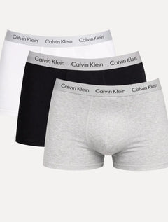 Cuecas Calvin Klein Low Rise Trunk Print Preta/ Branca/ Mescla Pack 3UN