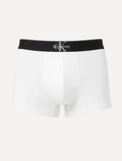 Cueca Calvin Klein Low Rise Trunk Cotton New Re Issue Blue Logo Branca