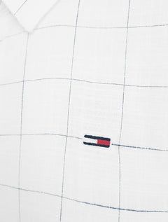 Camisa Tommy Jeans Masculina Manga Curta Regular Xadrez Check Branca