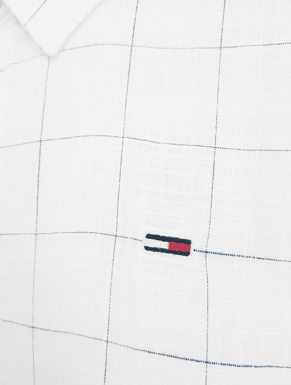 Camisa Tommy Jeans Masculina Manga Curta Regular Xadrez Check Branca