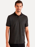 Polo Reserva Masculina Regular Piquet Friso Rajado Preto Mescla