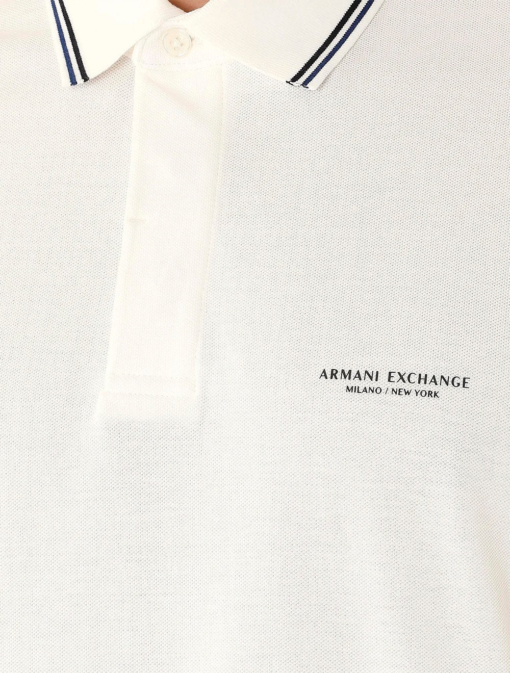 Camisa Polo Armani Exchange Regular Fit Pique Rib Details Off-White