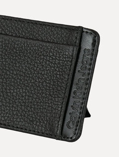 Carteira Calvin Klein Jeans Porta Cartão Couro Floater Vertical Logo Preta
