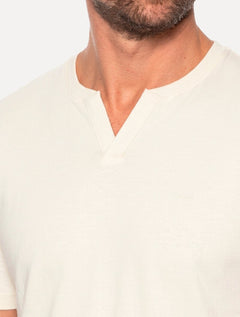Camiseta Aramis Masculina Regular Gola Detalhe Decote Off White