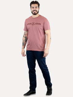 Camiseta John John Masculina JJ Basic Logo Rusty Rosa Médio
