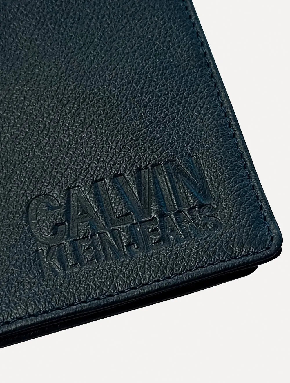 Carteira Calvin Klein Jeans Couro Under Logo Azul Marinho