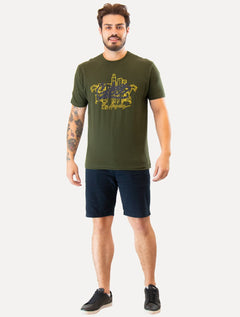 Camiseta Guess Masculina Los Angeles Skyscraper Verde Escuro
