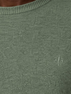 Suéter Dudalina Masculino Tricot Crewneck Basico Verde Médio