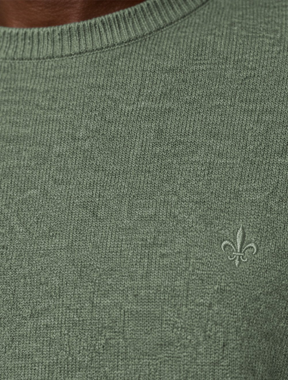 Suéter Dudalina Masculino Tricot Crewneck Basico Verde Médio