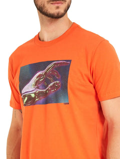 Camiseta Forum Masculina Slim Abstract Hand Laranja