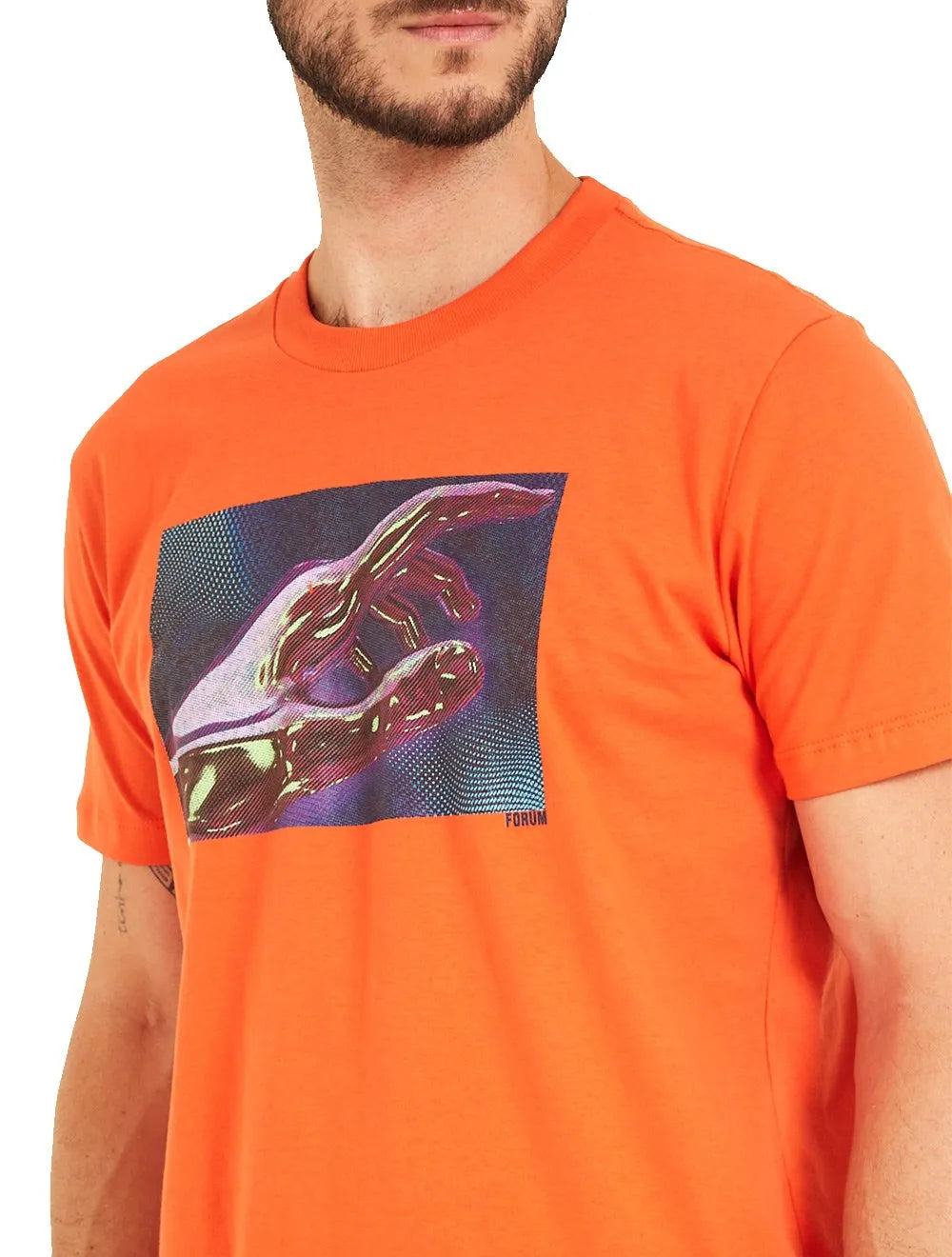 Camiseta Forum Masculina Slim Abstract Hand Laranja