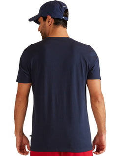Camiseta Nautica Masculina Silk Logo Underline Azul Marinho