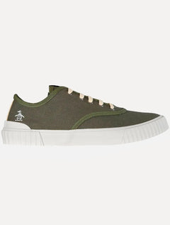 Tênis Original Penguin Masculino Cano Curto Lona Recorte Verde Escuro