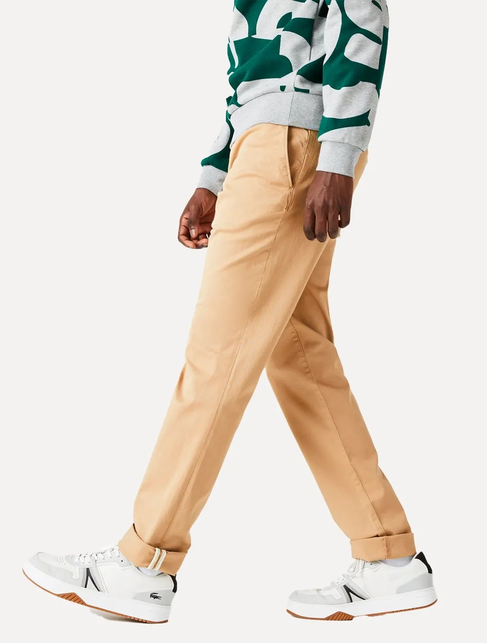 Calça Lacoste Masculina Sarja Chino Slim Fit New Classic Caqui