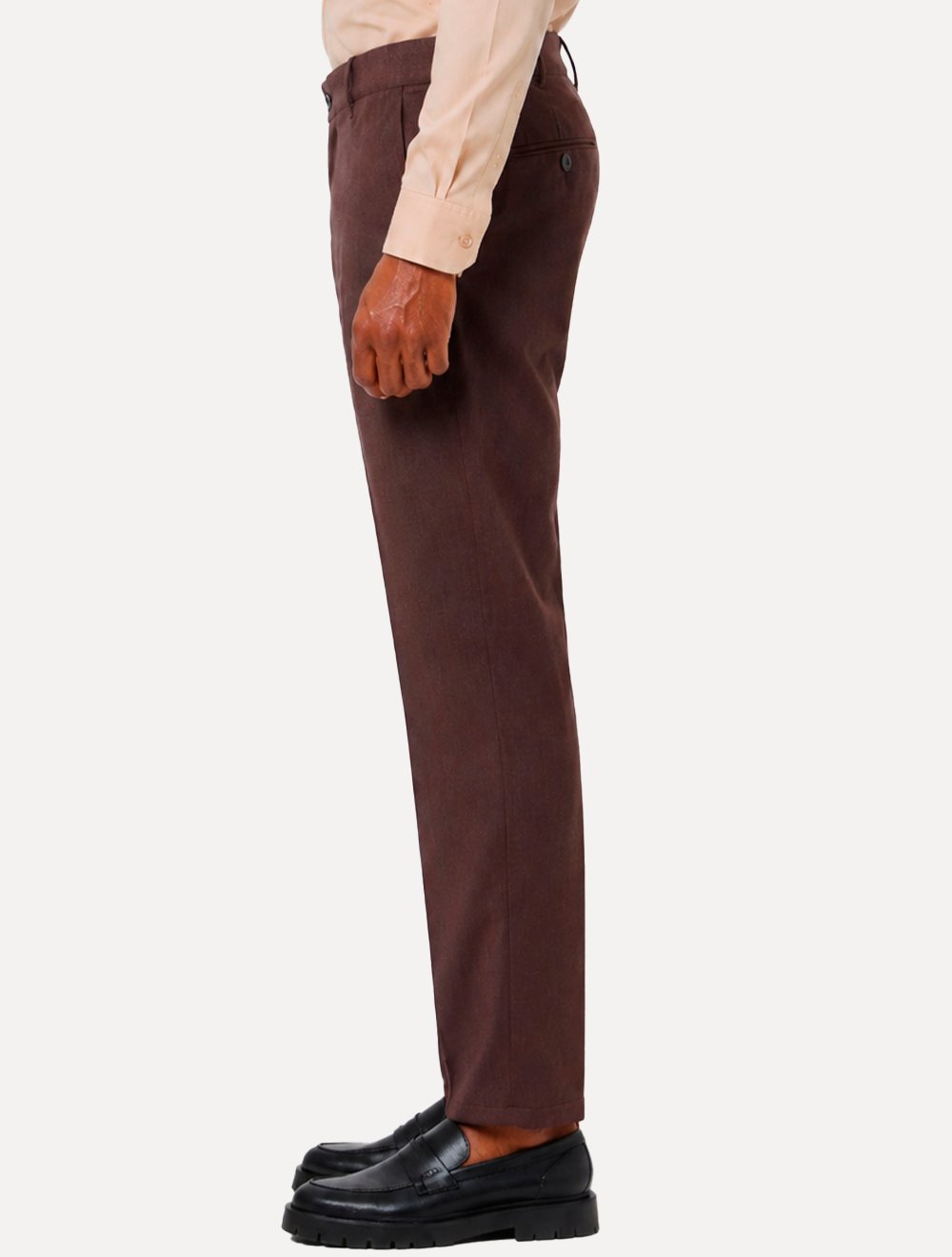 Calça K&J Black Masculina Alfaiataria Cetim Comfort Flex Marrom