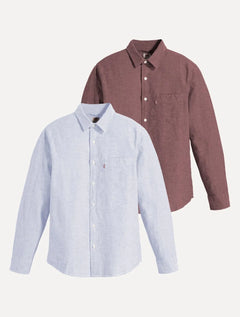 Kit Camisas Levis | Masculina Standard One Pocket Bordô/Azul Claro