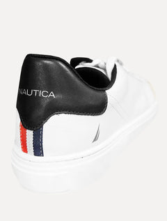 Tênis Nautica Masculino SL Couro Preto/Branco