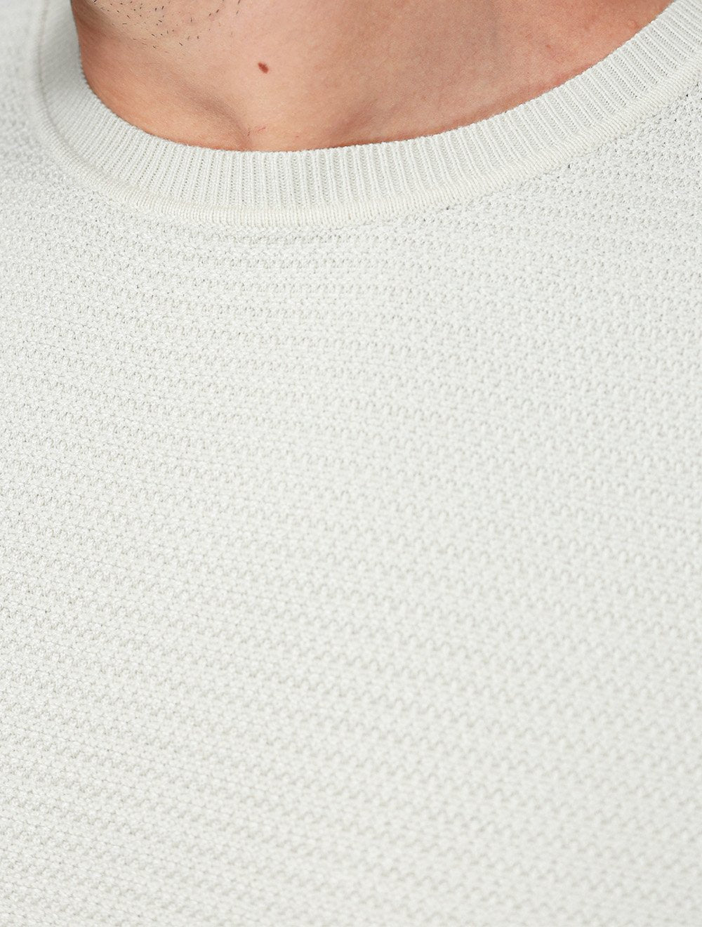 Camiseta Dixen Masculina Tricot Manga Curta Gola Careca Textura Branco