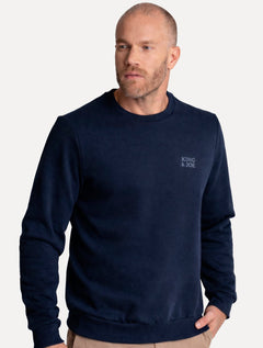 Blusão King & Joe Masculino Moletom Crewneck Logo Peito Azul Marinho
