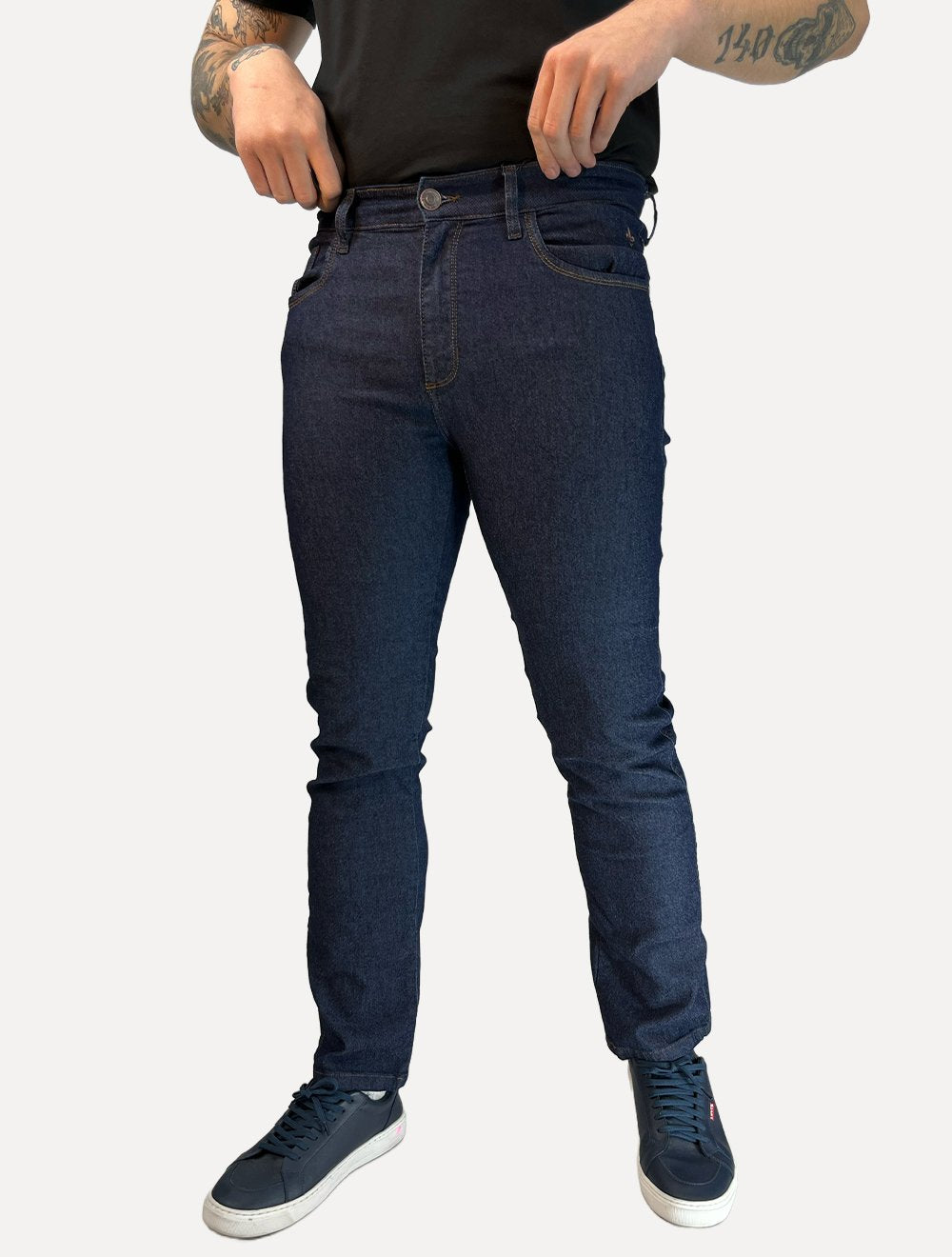 Calça Dudalina Jeans Slim Classica Right 5 Pockets Azul Médio