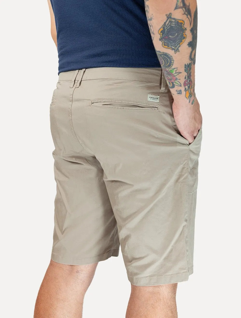 Bermuda King & Joe Masculina Slim Sarja Cáqui Claro