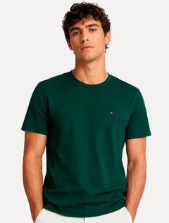 Camiseta Tommy Hilfiger Masculina Slim Fit Essential Stretch Verde Escuro
