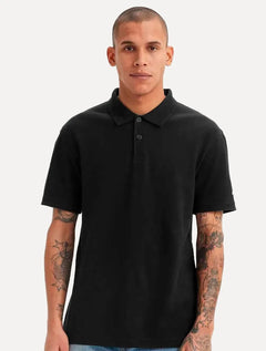 Polo Levis Masculina Basica Gola Friso Preta