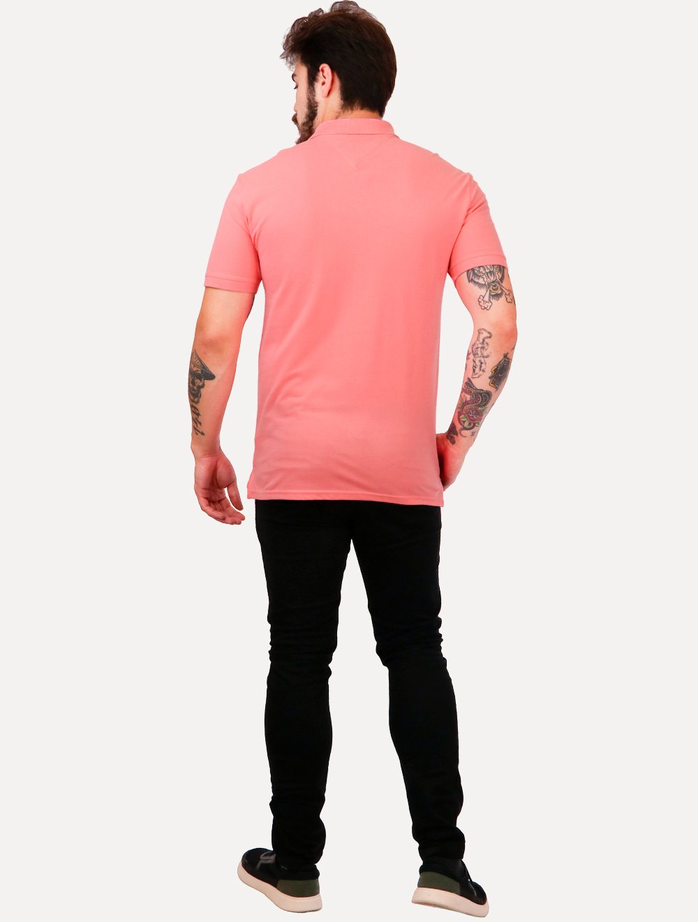 Polo Tommy Jeans Masculina Piquet Regular Placket Rosa