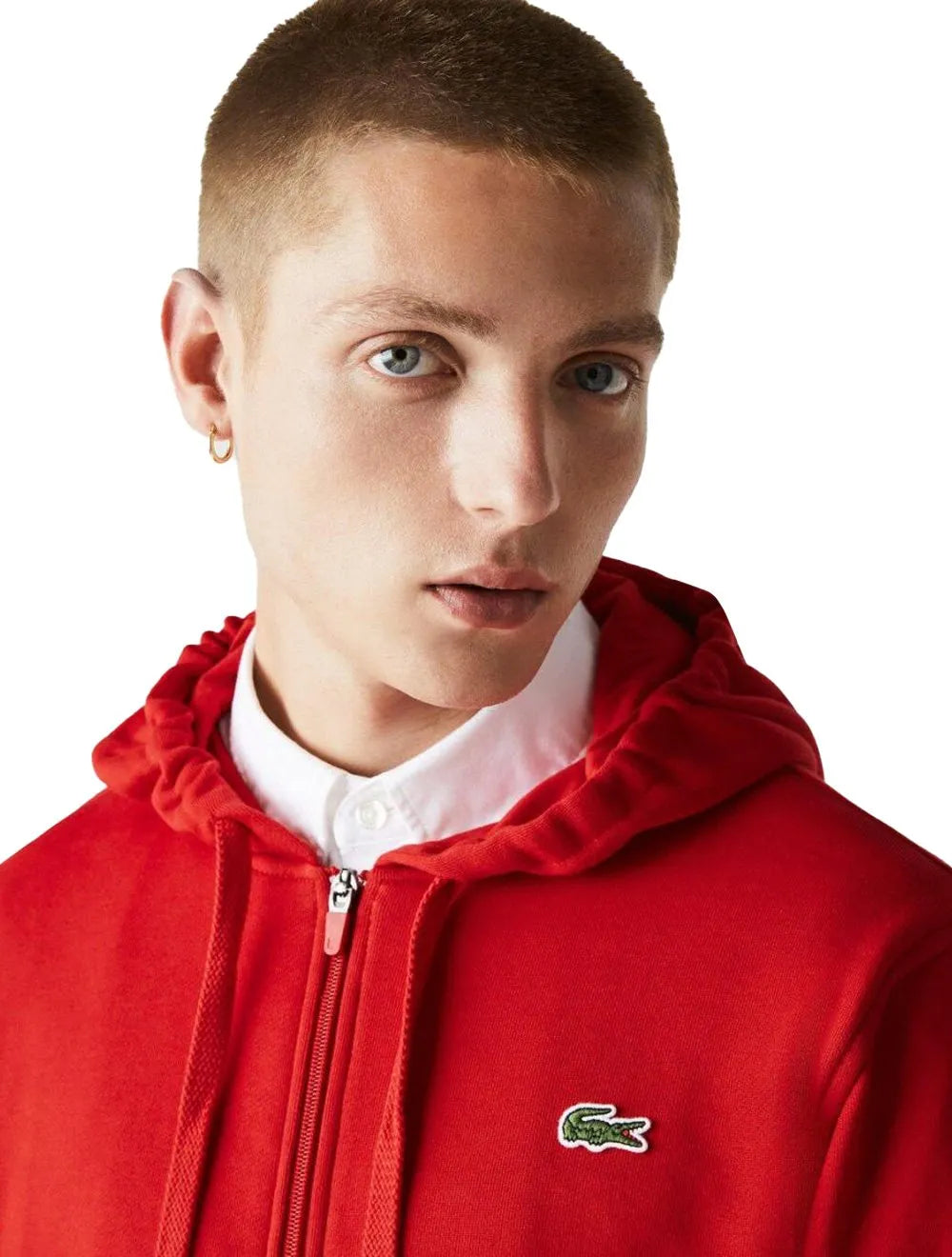Moletom Lacoste Masculino Sport Fleece Hoodie Full Zip Vermelho