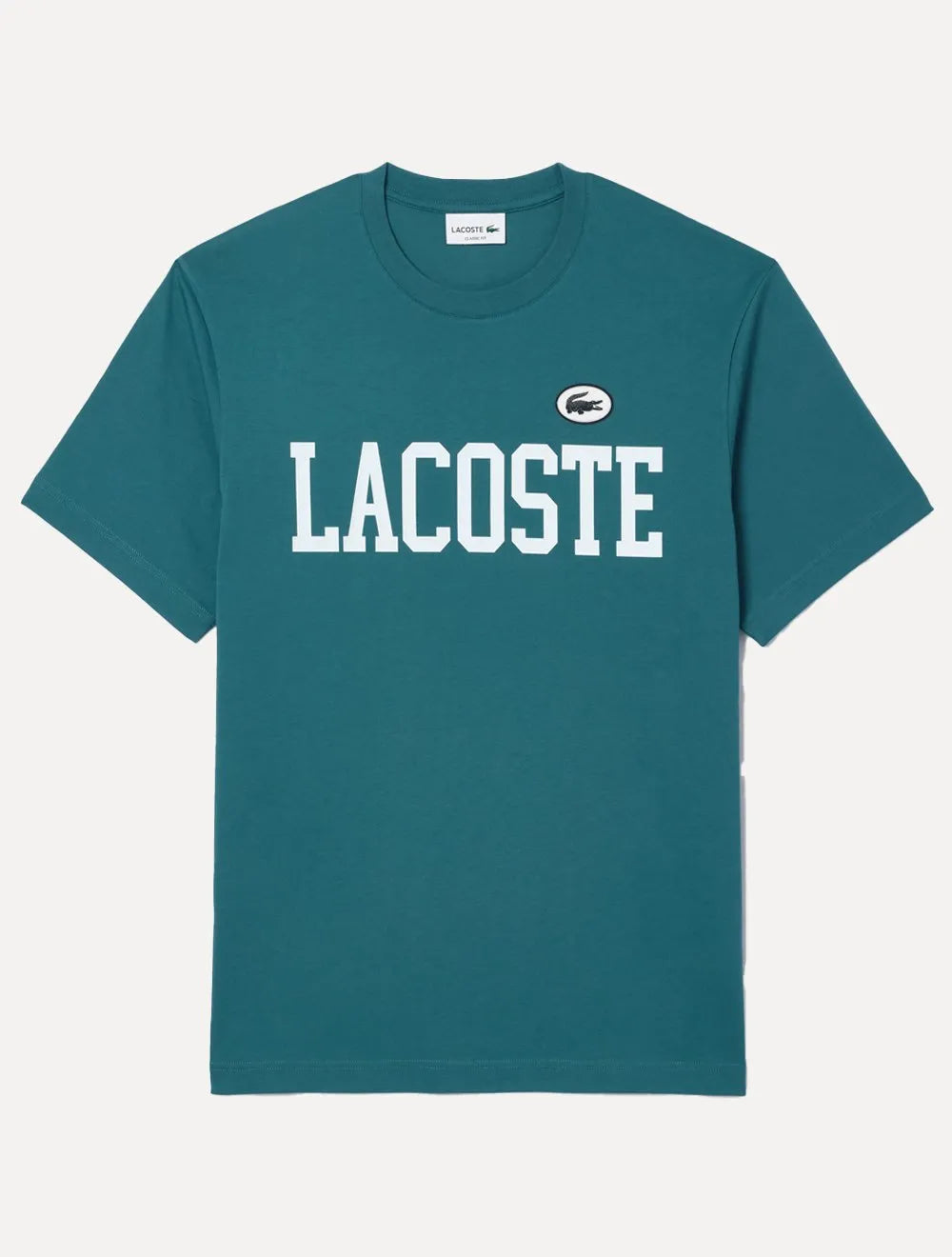 Camiseta Lacoste Masculina Jersey Print Logo Azul Turquesa