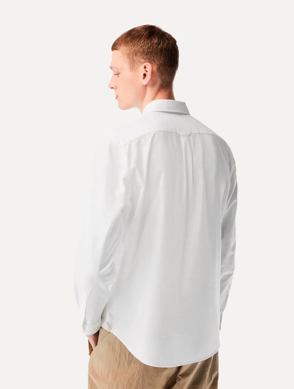 Camisa Lacoste Masculina Regular Oxford Buttoned Collar Branca
