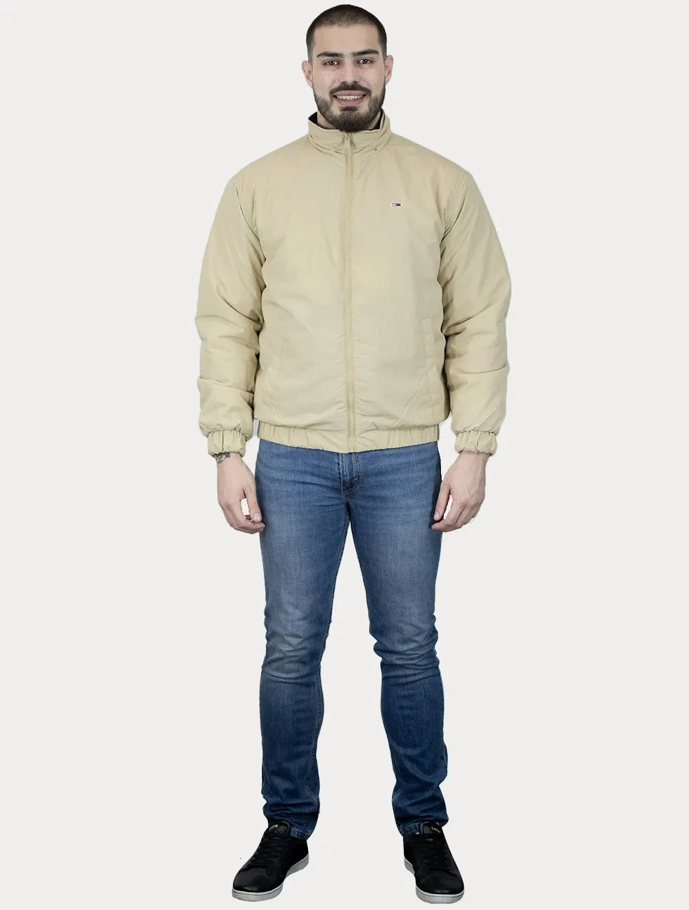 Jaqueta Tommy Jeans Masculina Essential Padded Logo Collar Cáqui
