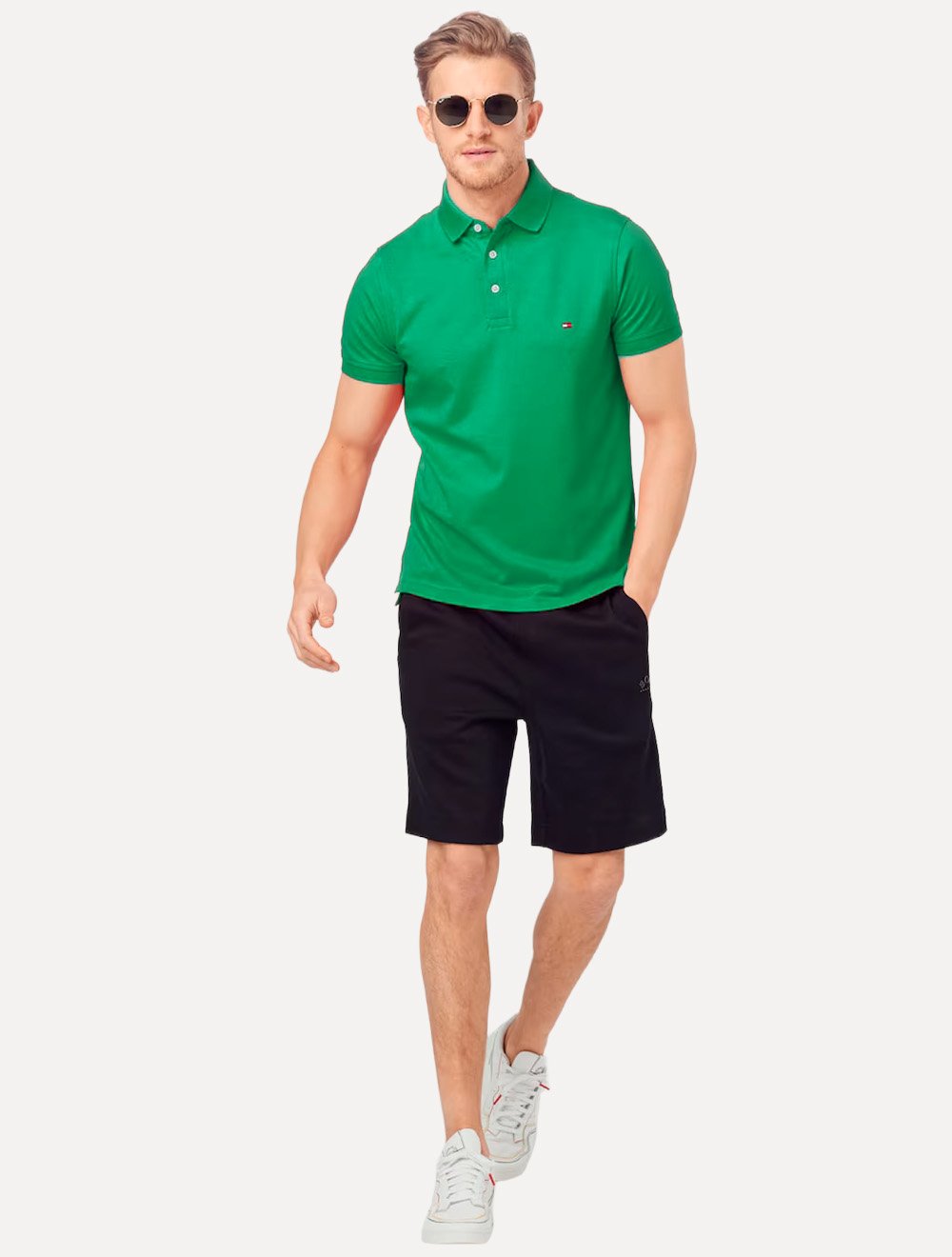 Polo Tommy Hilfiger Masculina Slim Piquet 1985 Verde
