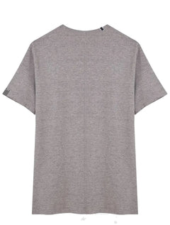 Camiseta Replay Masculina Basic Embroidered Logo Cinza Mescla