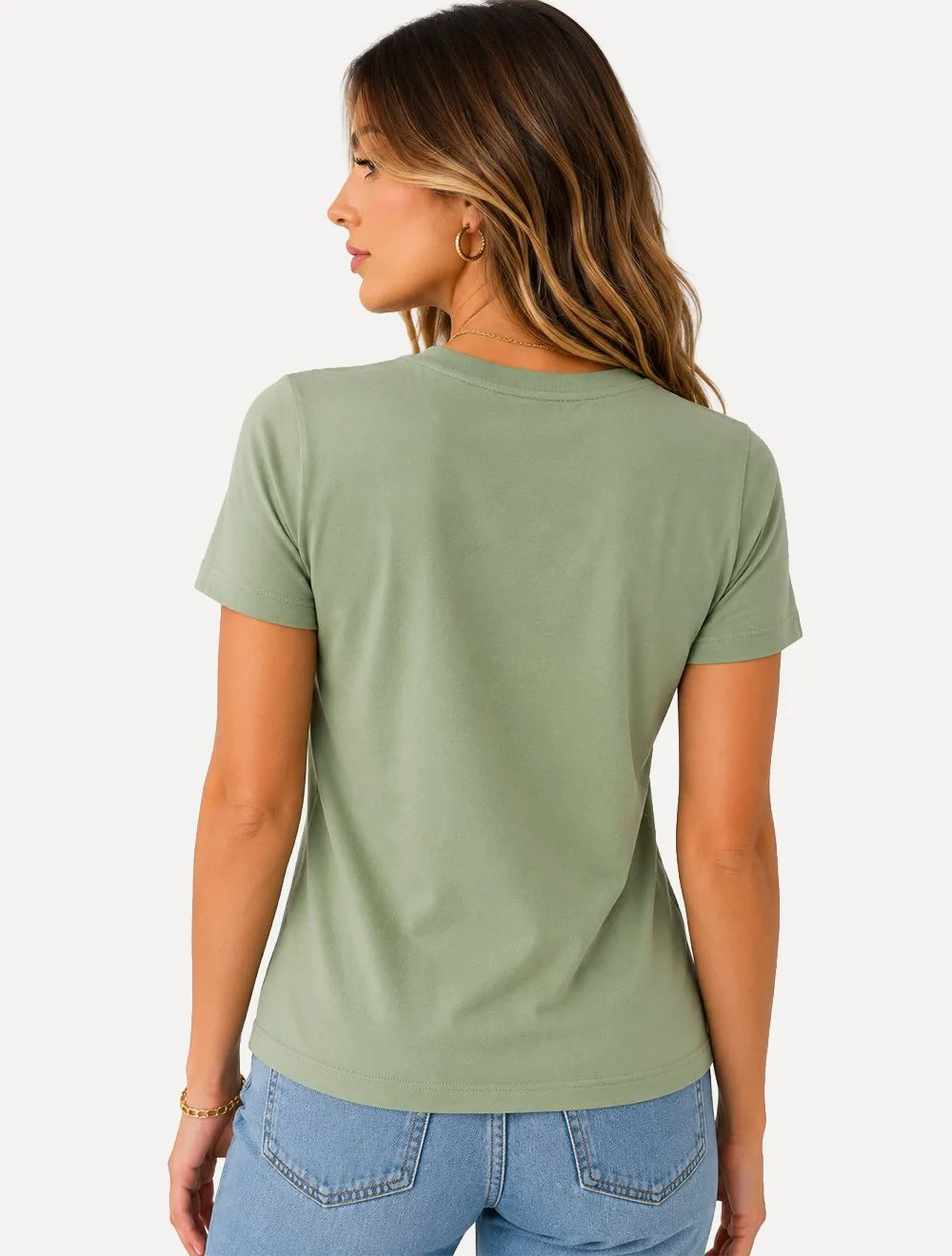Camiseta Guess Feminina Patch Small Logo Verde Claro